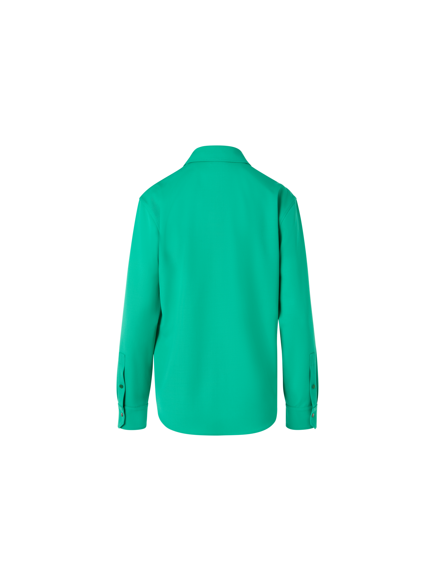Designer Long-Sleeve Wool Gabardine Blouse - green