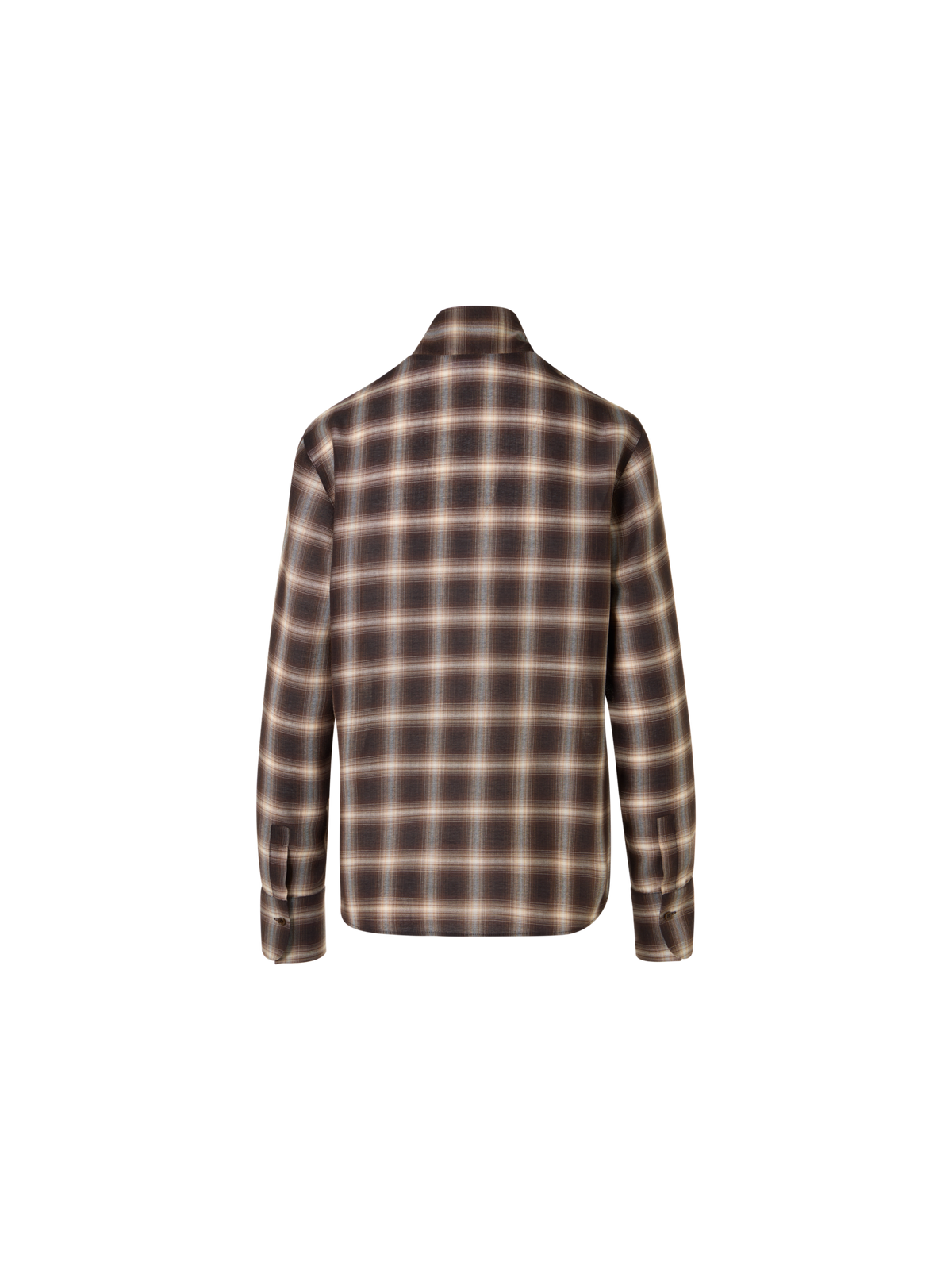 Designer Plaid Blouse in Wool Shelley with Bow Collar - brown - multicolor