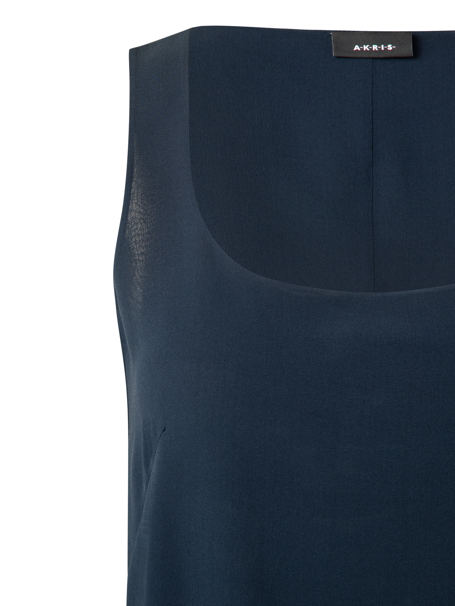 Designer Sleeveless Silk Georgette Top - navy - blue