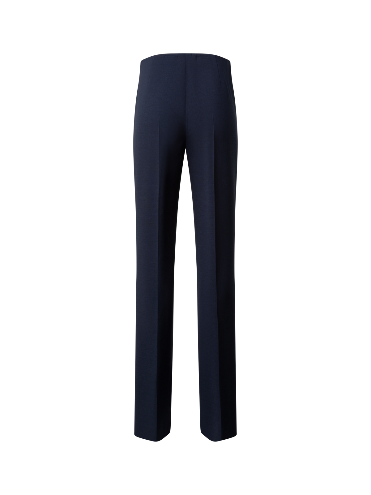 Designer Straight Wool Double-Face Pants - navy - blue