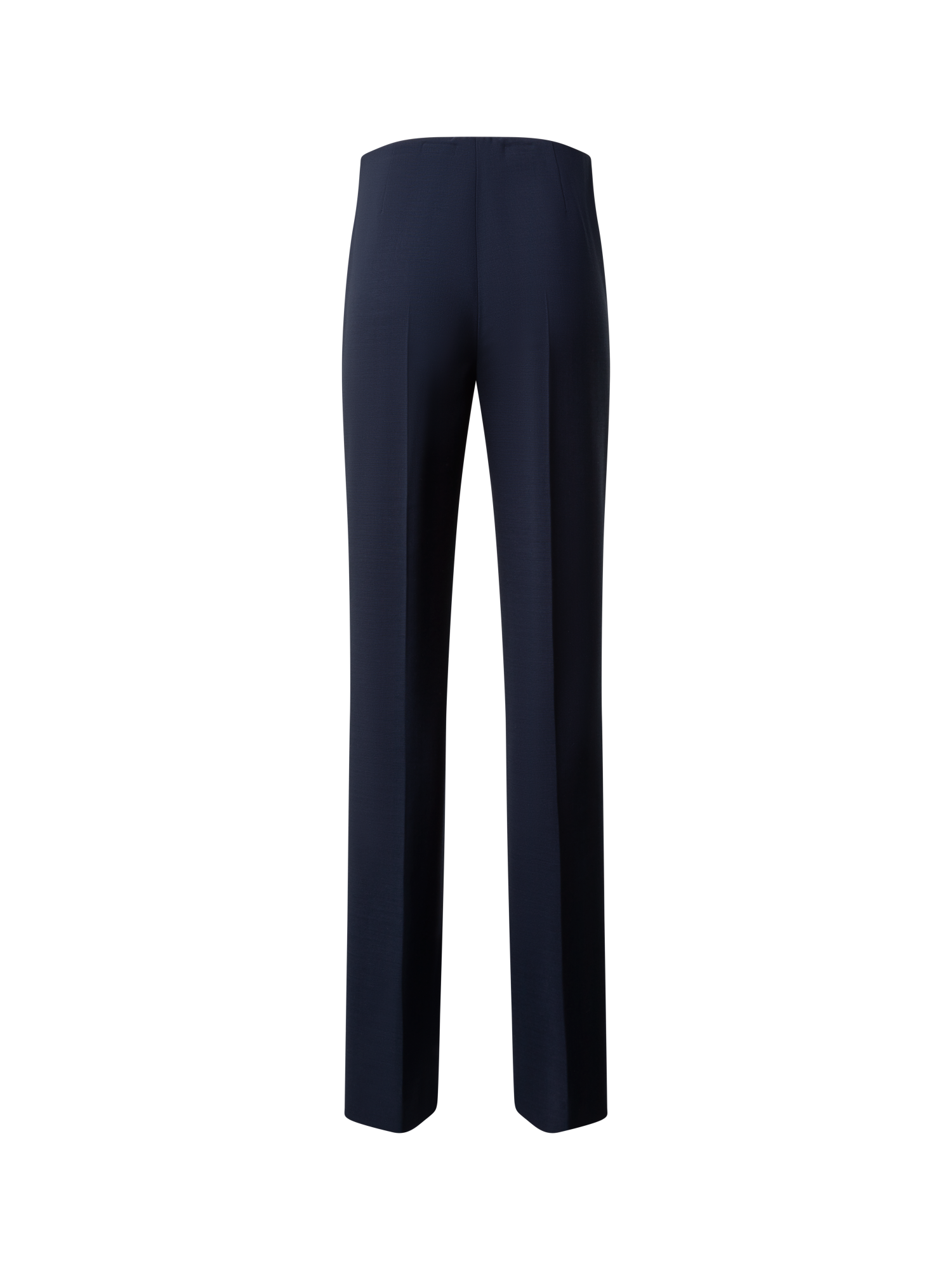 Designer Straight Wool Double-Face Pants - navy - blue