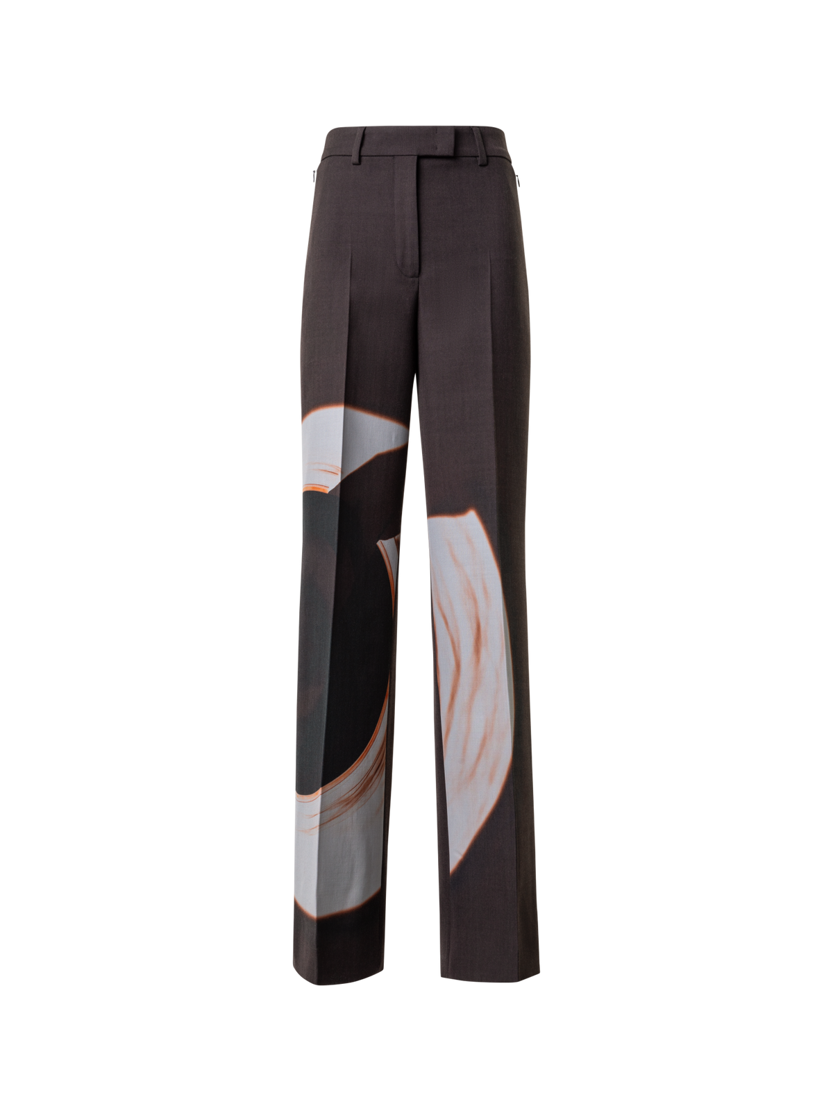 Designer Wide Double-Face Pants with Mocca Loop Print - brown - multicolor