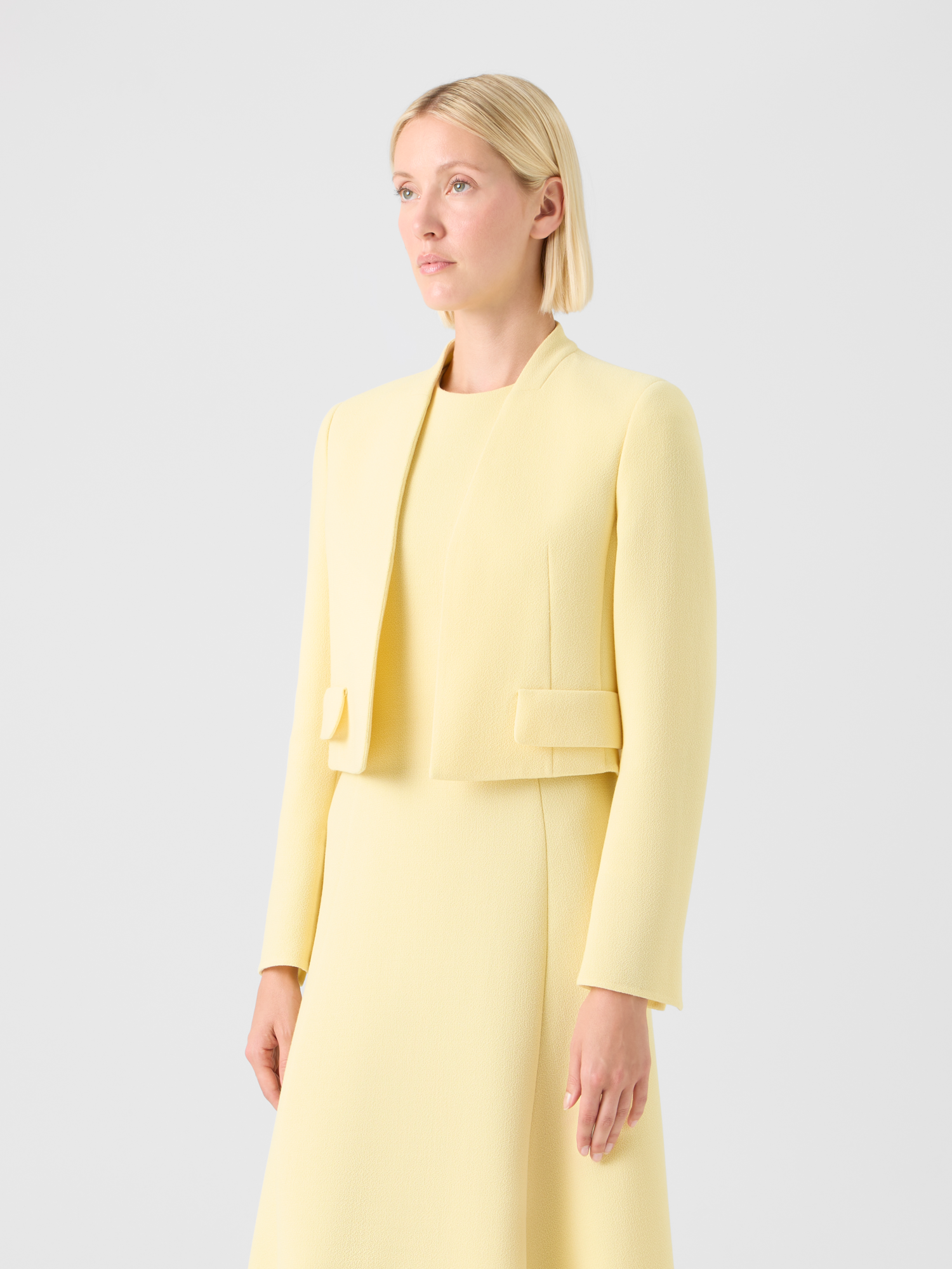 Designer Short Wool Crêpe Double-Face Jacket - yellow 