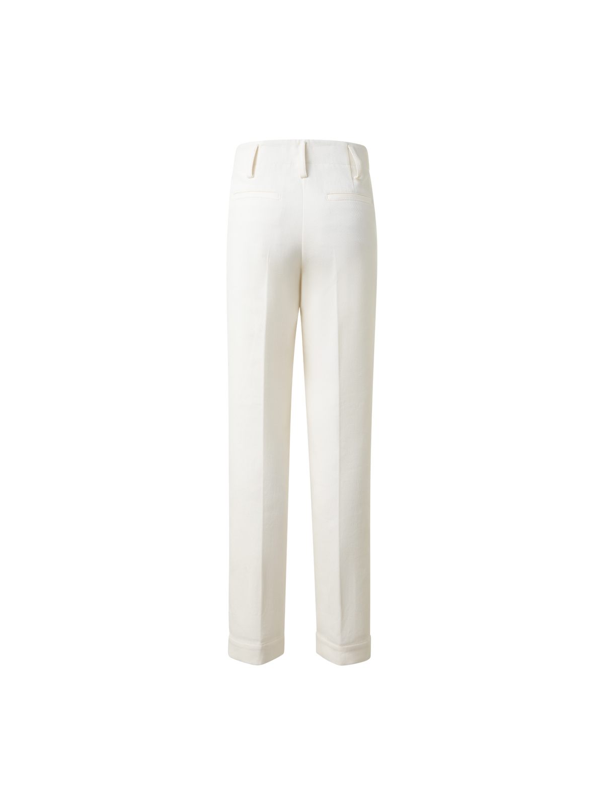 Designer Cropped Conical Cotton Gabardine Stretch Pants - ecru - white