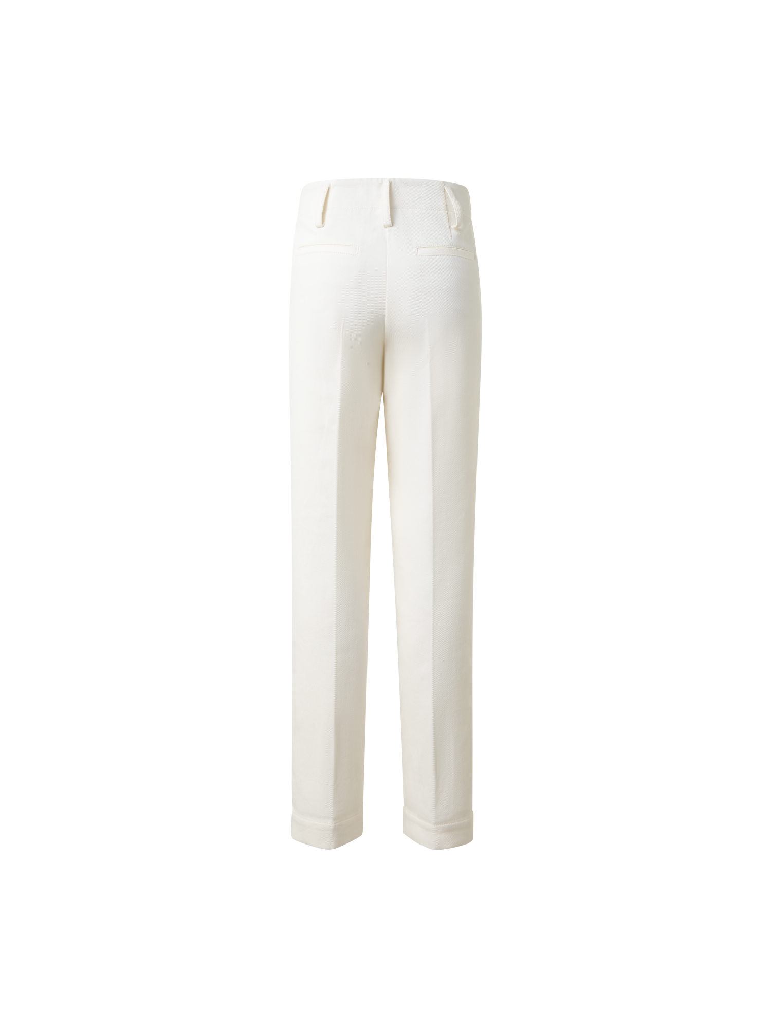 Designer Cropped Conical Cotton Gabardine Stretch Pants - ecru - white