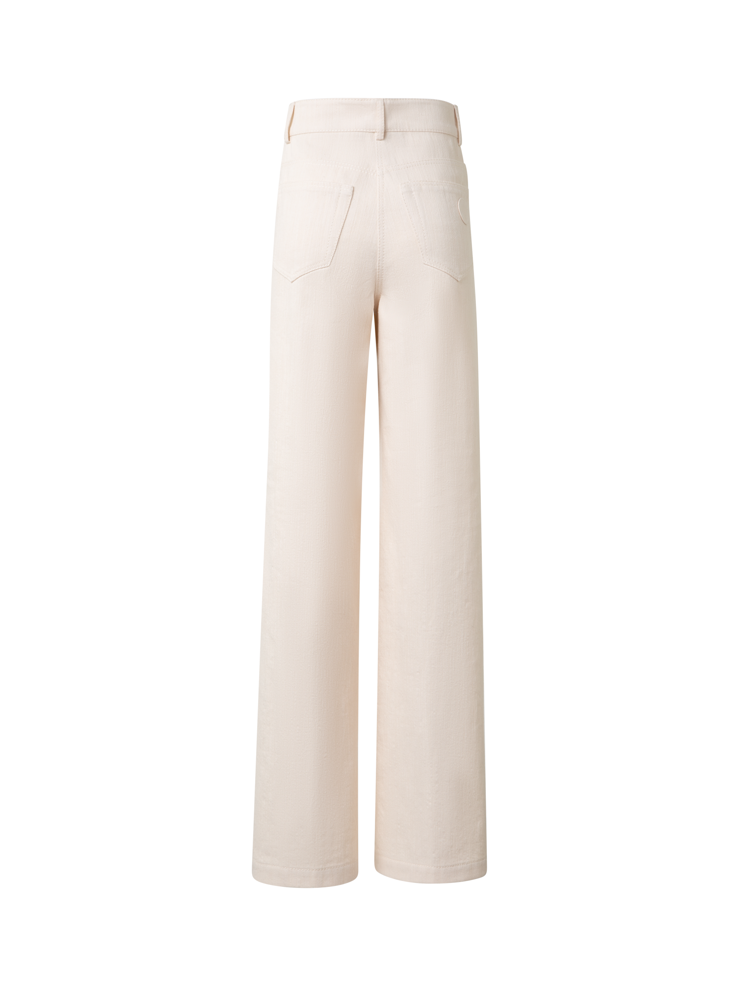 Designer Wide Cotton Wool Denim Stretch Pants - neutral - pastel - beige