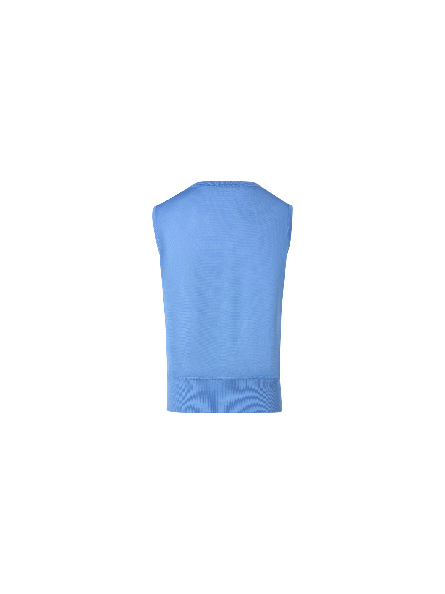 Designer Silk Knit Top with Whitecaps Print - blue