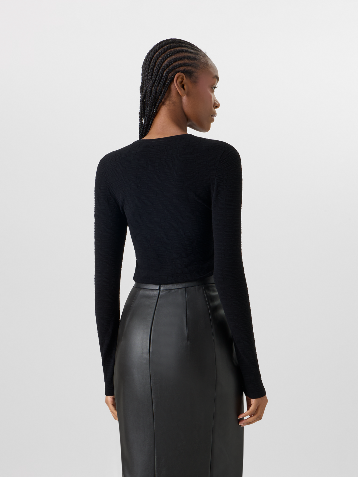 Designer Long-Sleeve Dance Movement Jacquard Knit Sweater - black #editorial