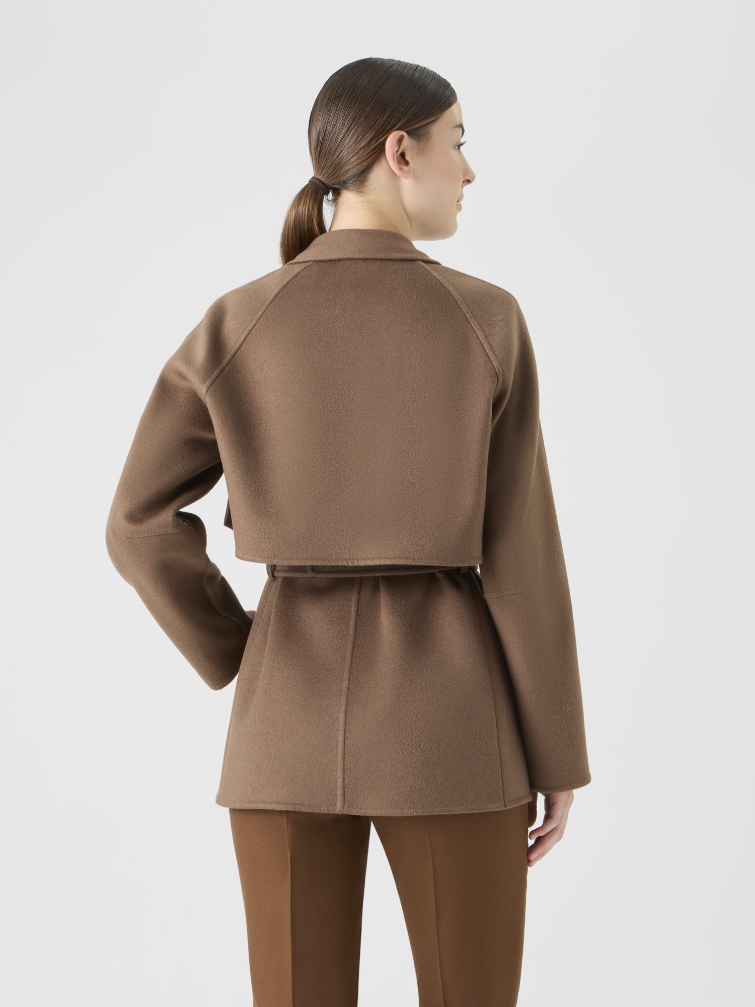 Designer Short Duo Coat - Cashmere Vest and Bolero - brown 
