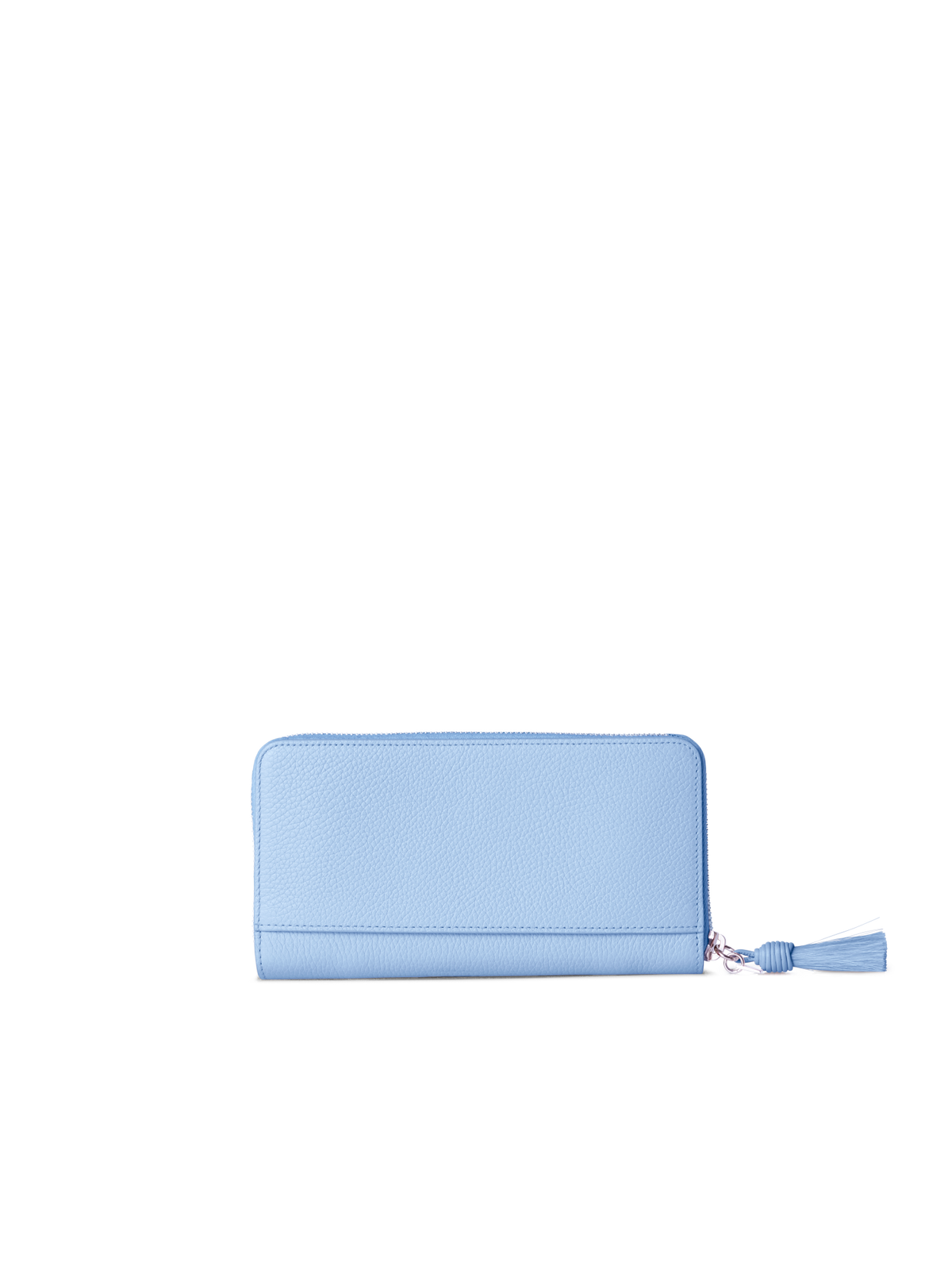 Designer Long Zip Around Wallet in Leather - blue