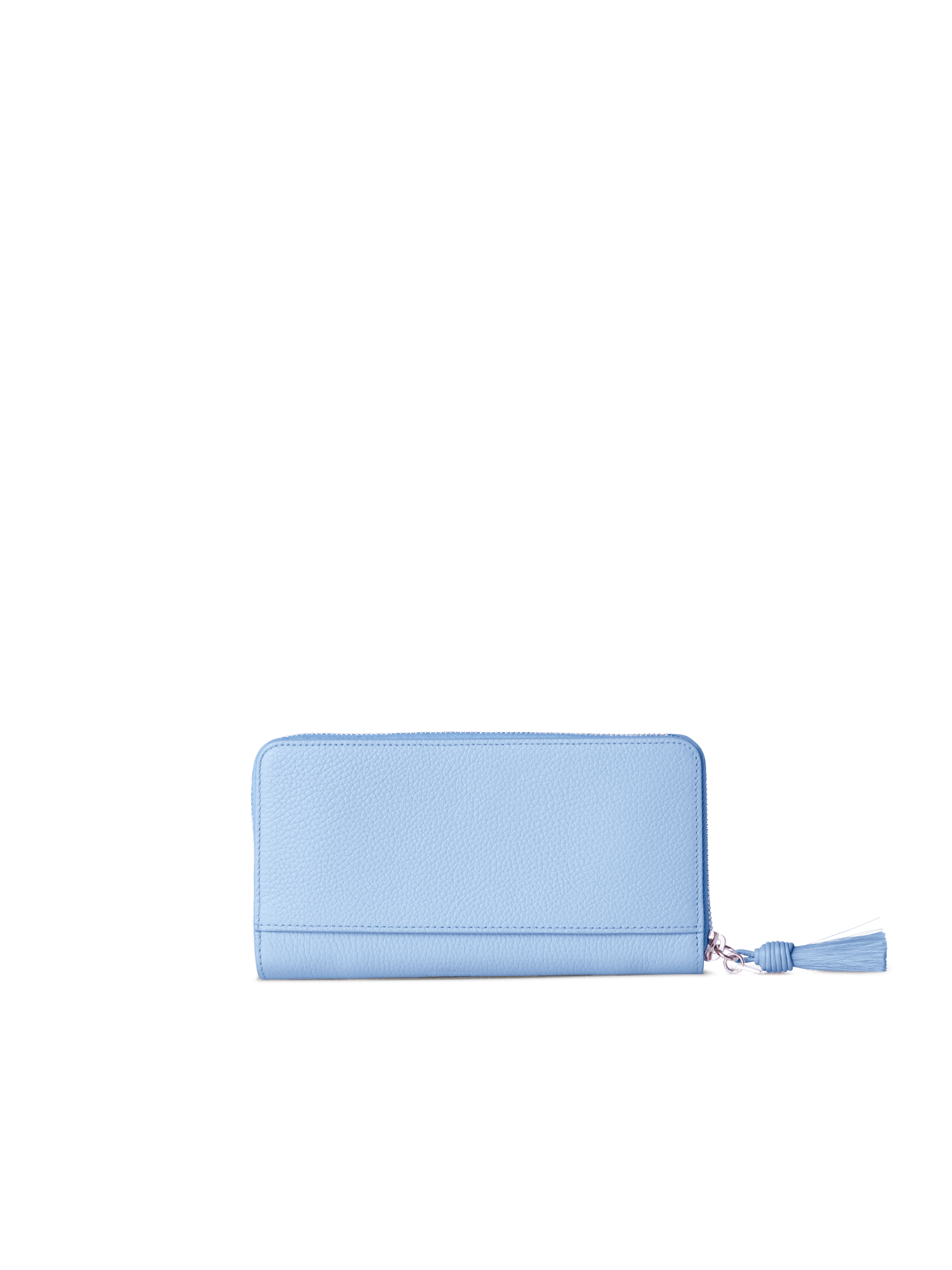 Designer Long Zip Around Wallet in Leather - blue