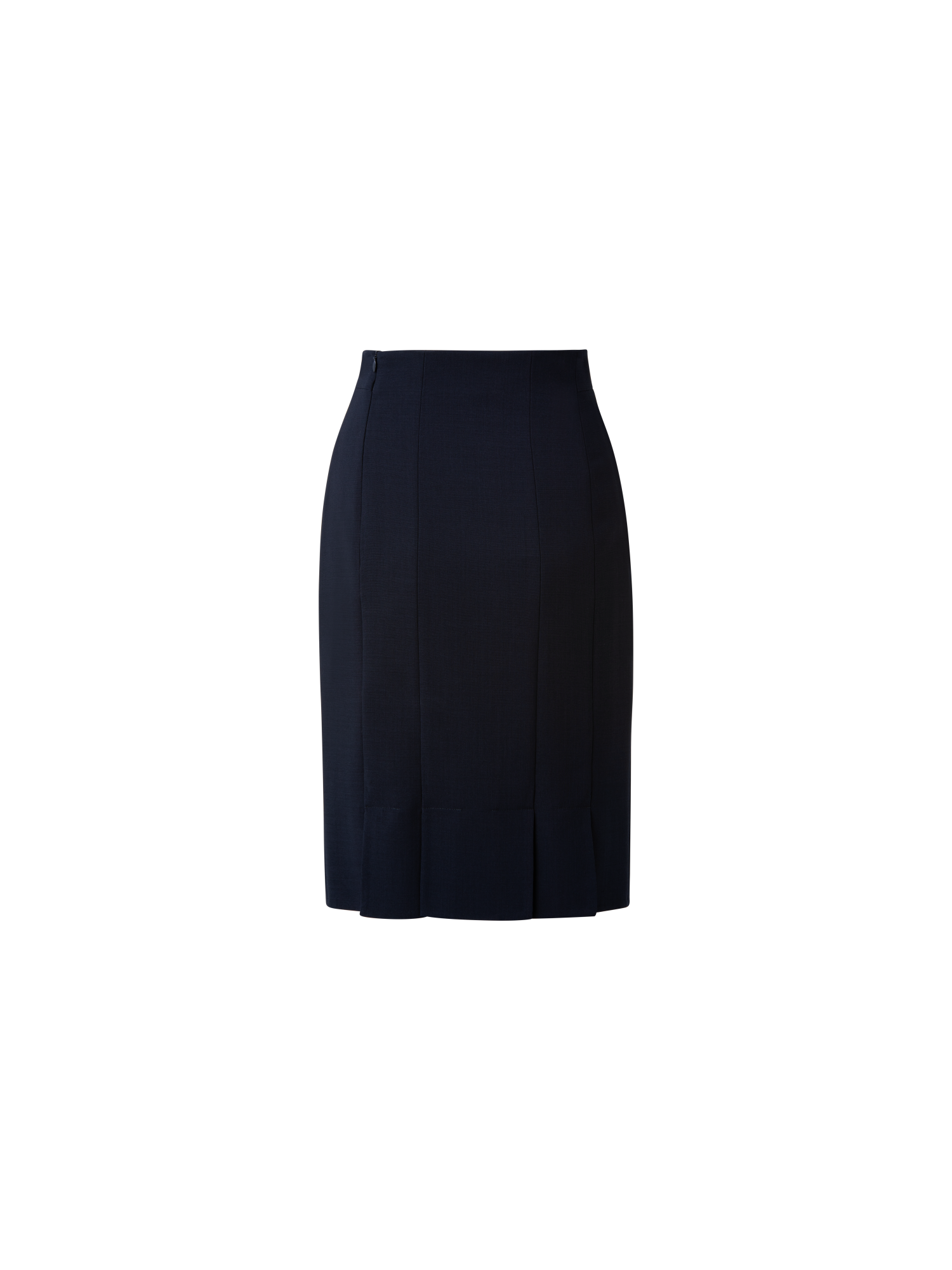 Designer Wool Double-Face Pencil Skirt with Slits - navy - blue