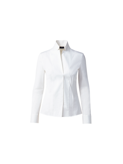 Designer Cotton Stretch Blouse - white