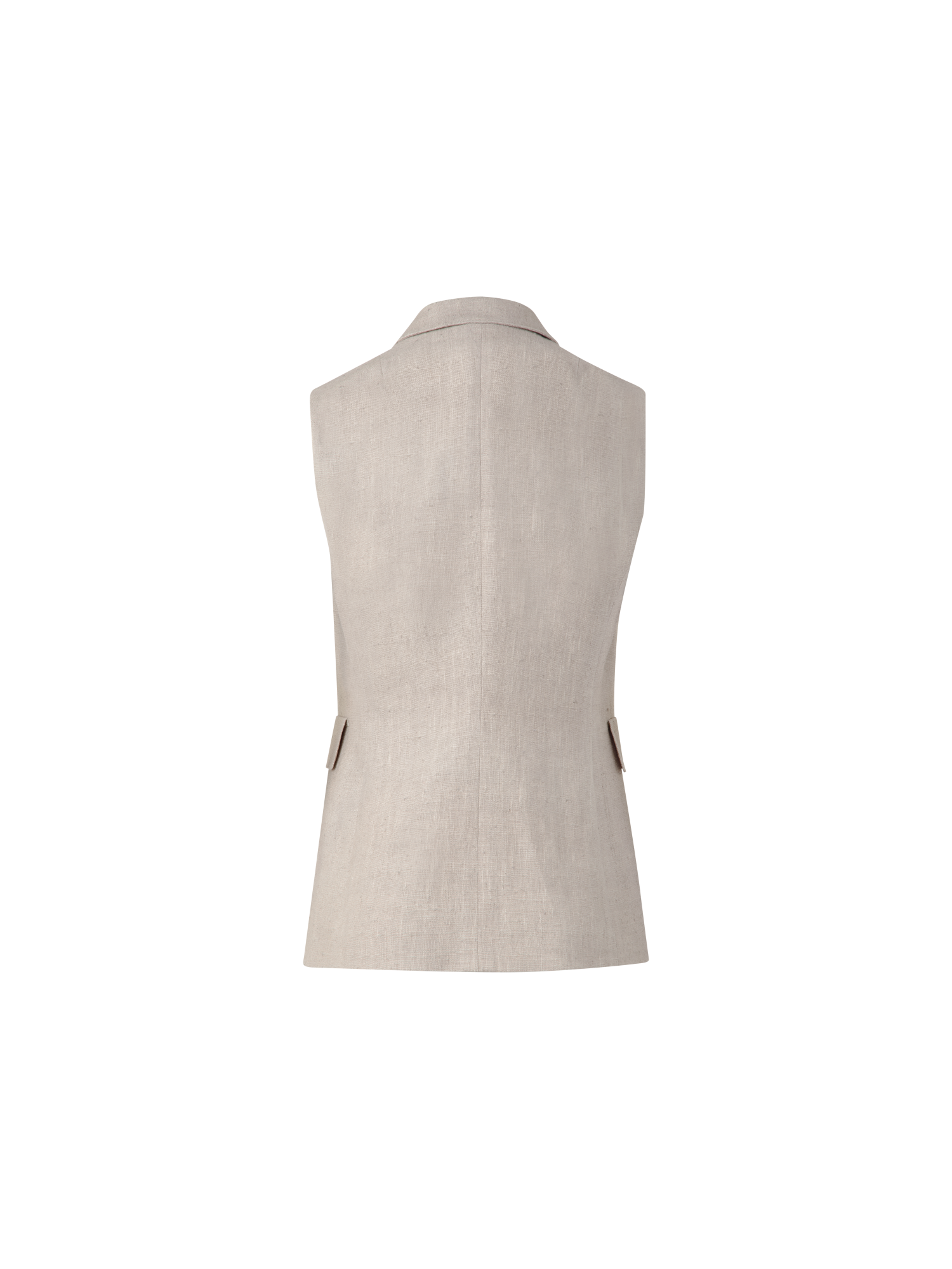 Designer Linen Vest with Double-Breast Illusion - neutral - pastel - beige