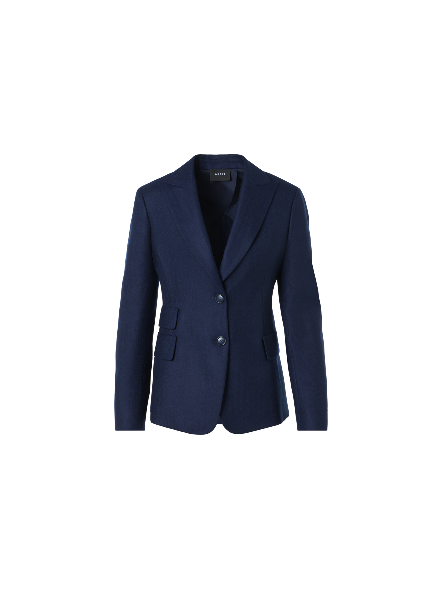 Designer Cashmere Herringbone Two-Button Blazer - navy - blue