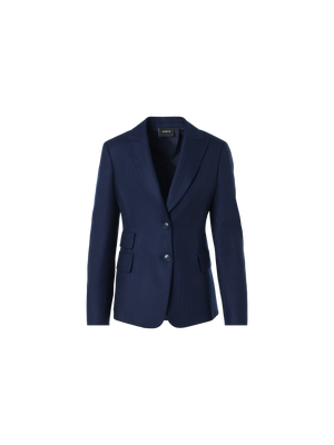 Designer Cashmere Herringbone Two-Button Blazer - navy - blue