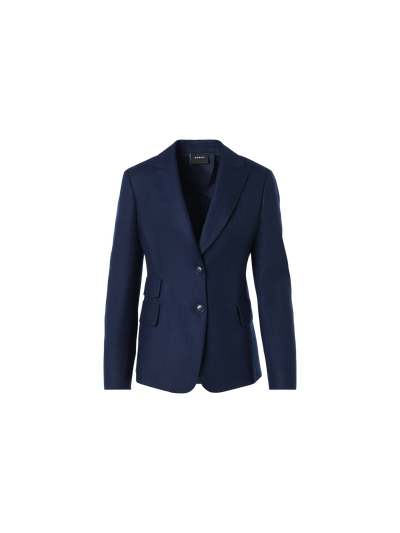 Designer Cashmere Herringbone Two-Button Blazer - navy - blue