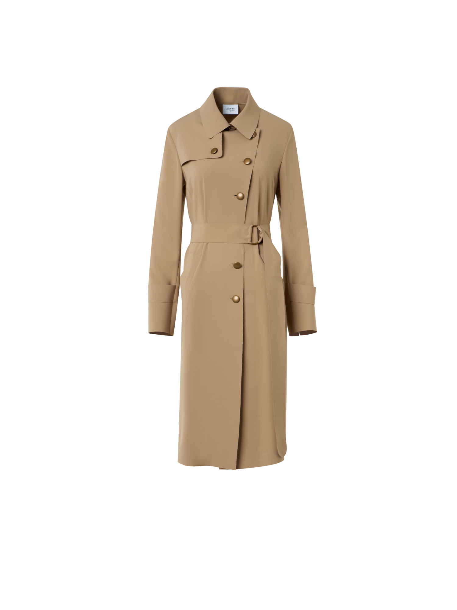 Designer Light Trench Coat in Techno Laser Cut - beige