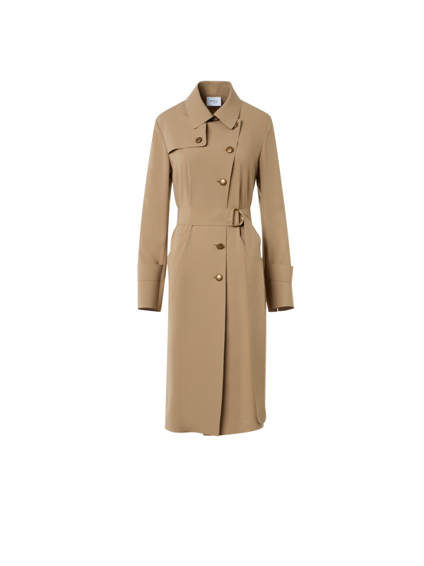 Designer Light Trench Coat in Techno Laser Cut - beige