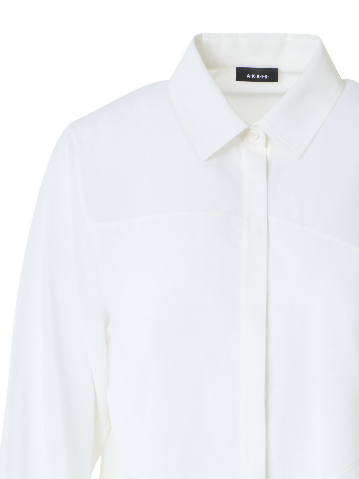 Designer Cotton Blouse with Polygon Inset - white