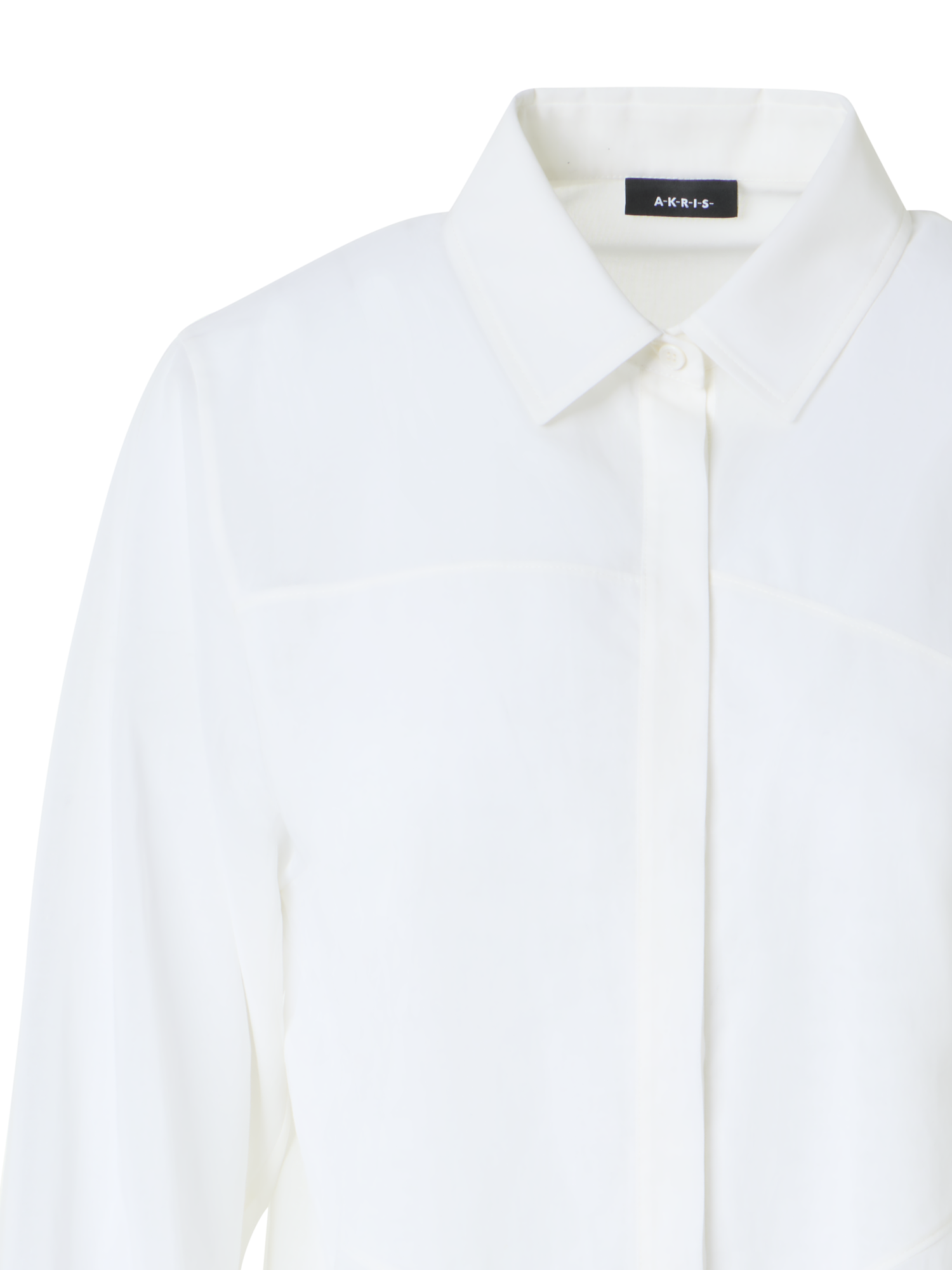 Designer Cotton Blouse with Polygon Inset - white