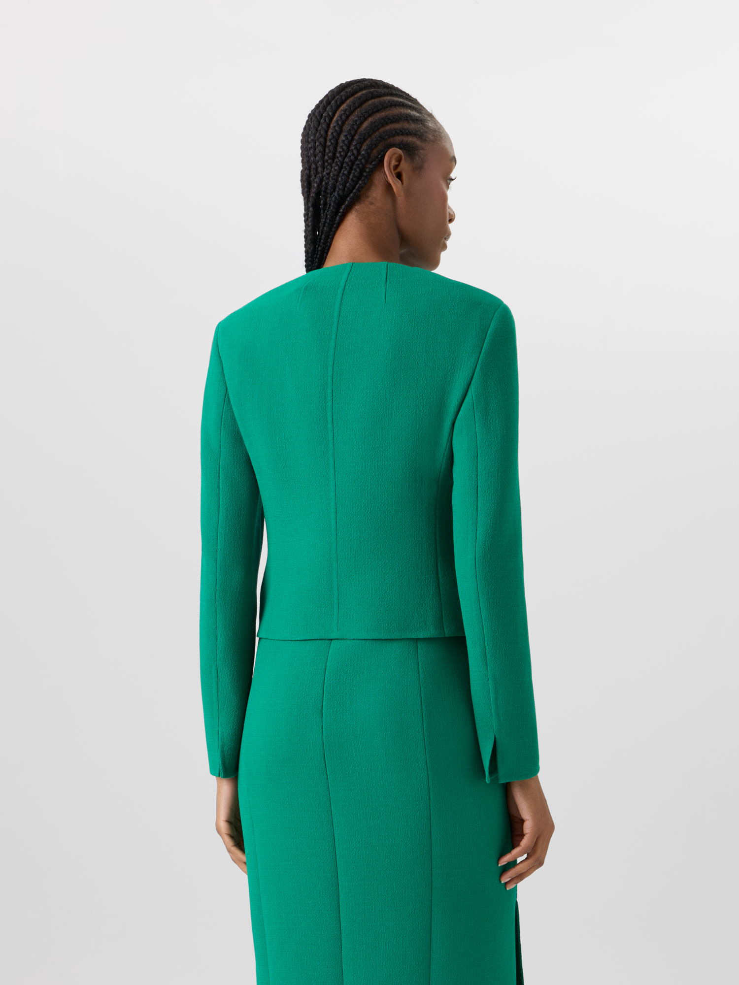 Designer Hemilio Short Jacket in Wool Double-Face - green 