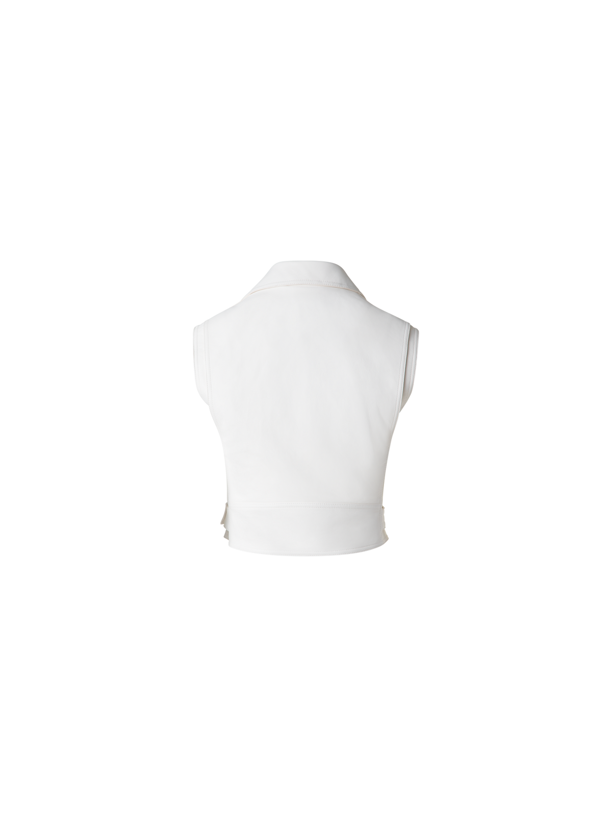 Designer Fitted Biker Style Leather Gilet - neutral - ecru - white