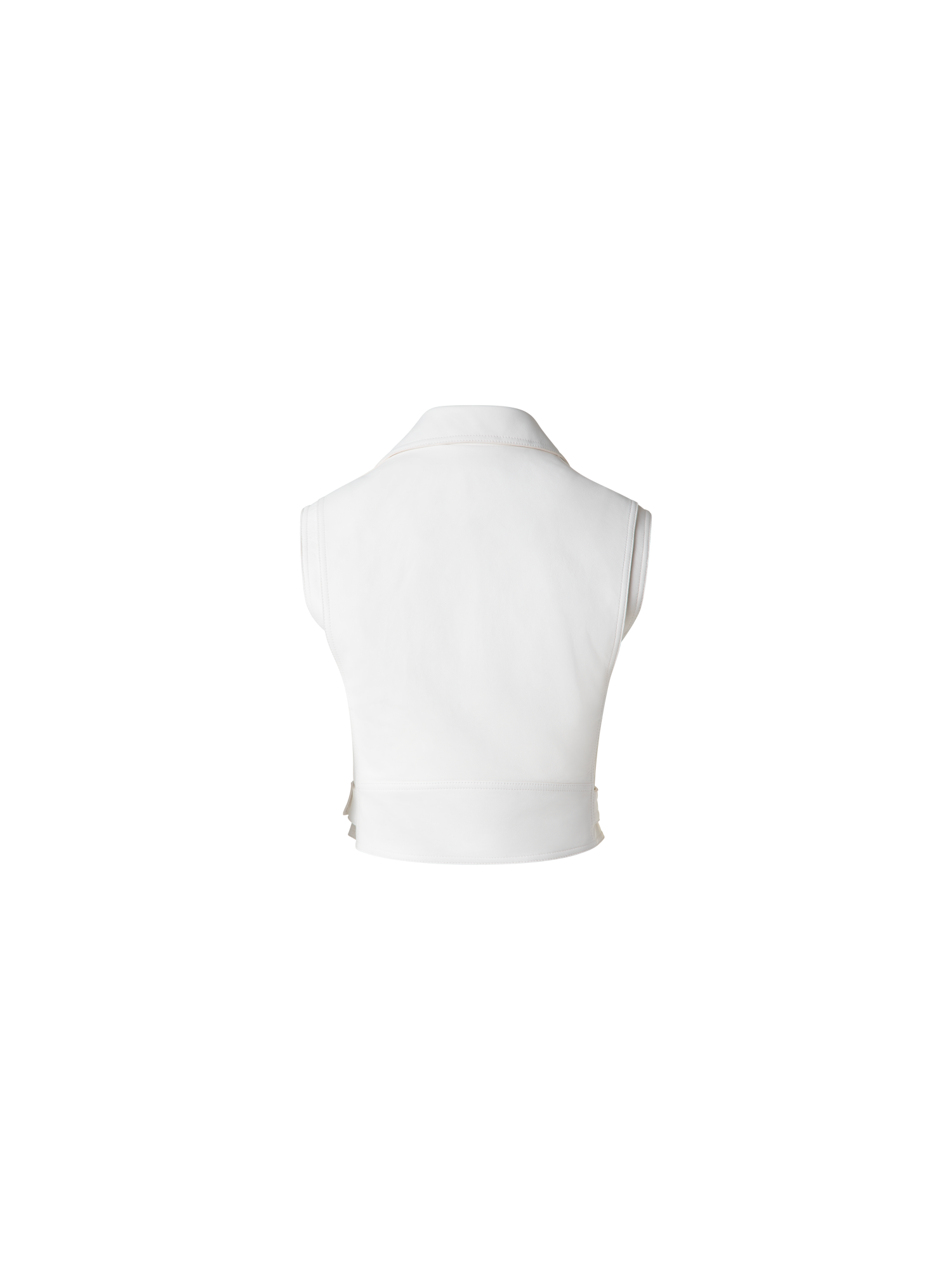 Designer Fitted Biker Style Leather Gilet - neutral - ecru - white