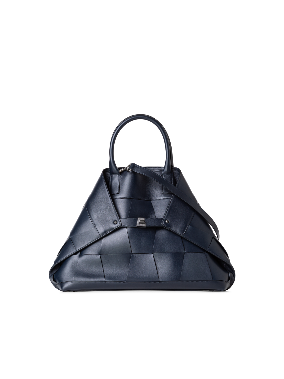 Designer Ai Medium Top Handle Tote - navy - blue