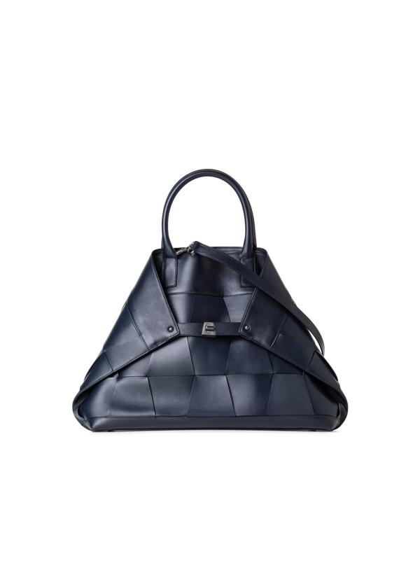 Designer Ai Medium Top Handle Tote - navy - blue
