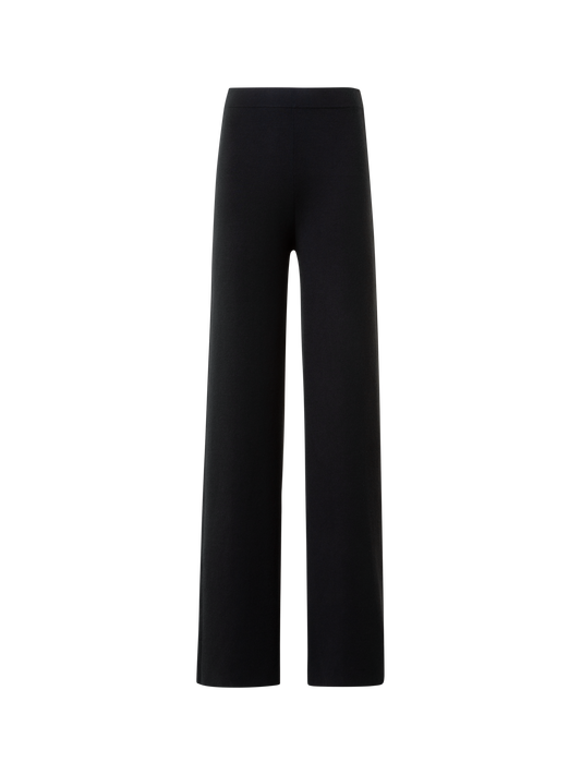 Designer Slight Flared Cashmere Silk Knit Pants - black - neutral