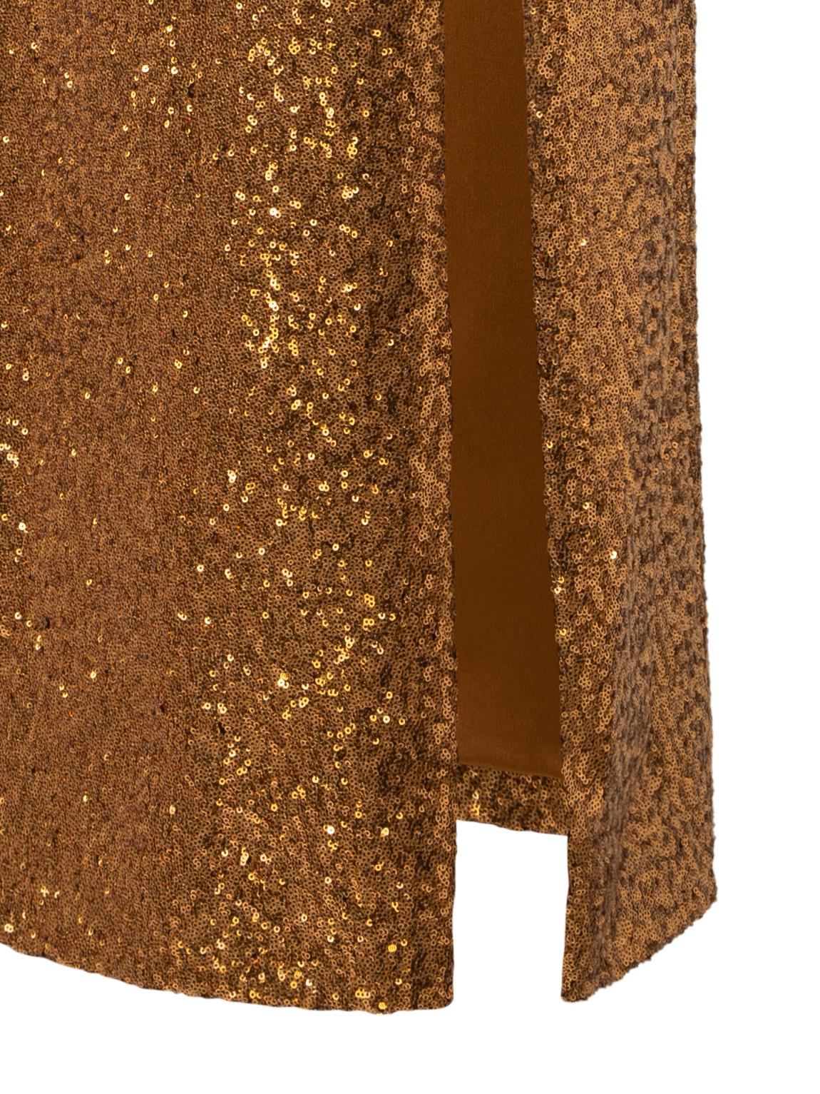 Designer Long Sequined Evening Gown with V-Neck - gold