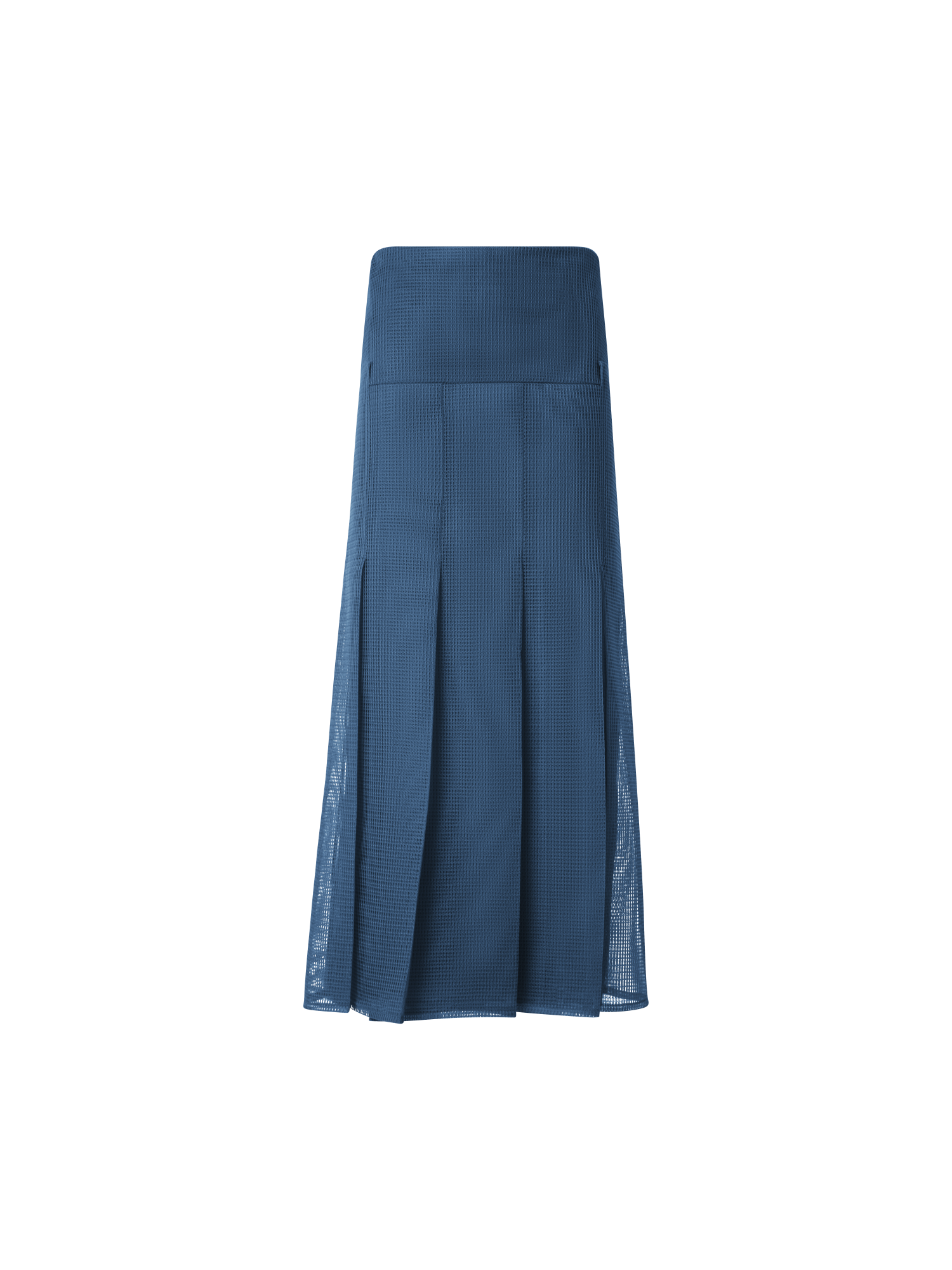 Designer Pleated Midi Skirt in Techno Grid - blue