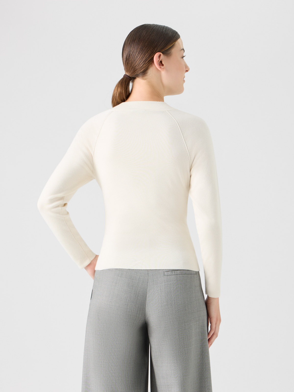 Designer Fitted Cashmere Silk Knit Sweater - ecru #editorial