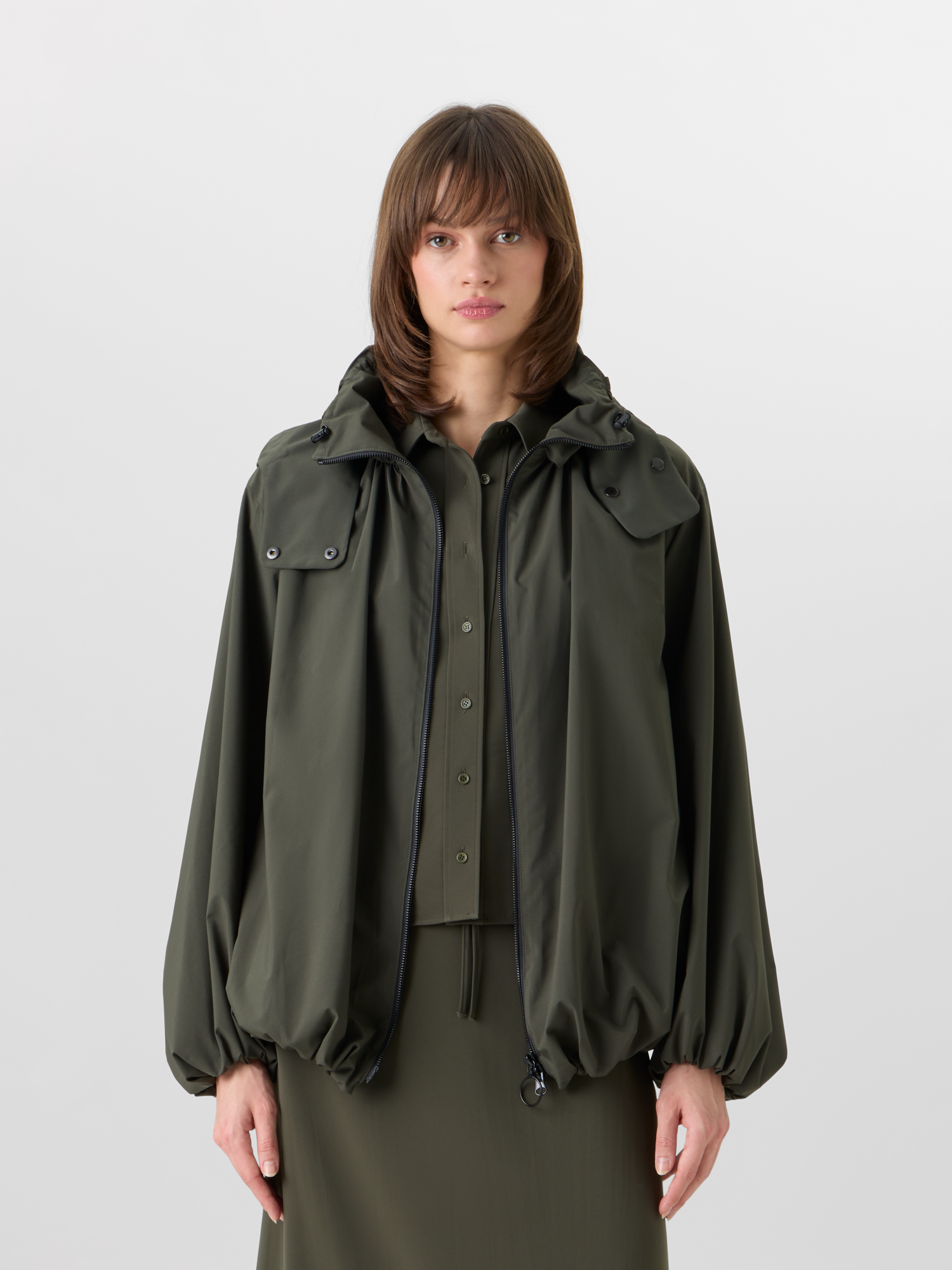 Designer Water-Repellent Parachute-Taffeta Short Parka - green 
