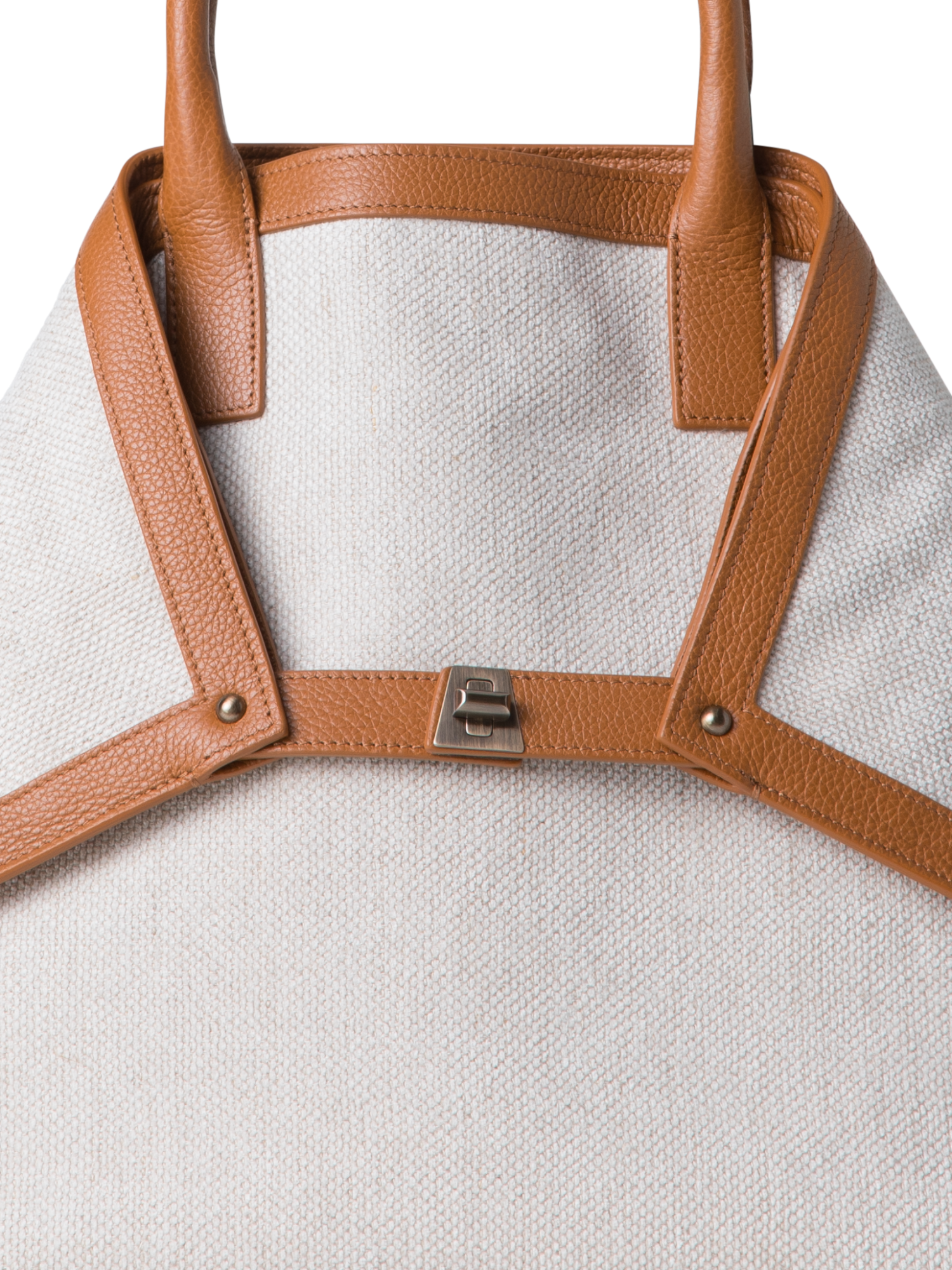 Designer Ai Medium Top Handle Tote - ecru - white - neutral - brown - multicolor