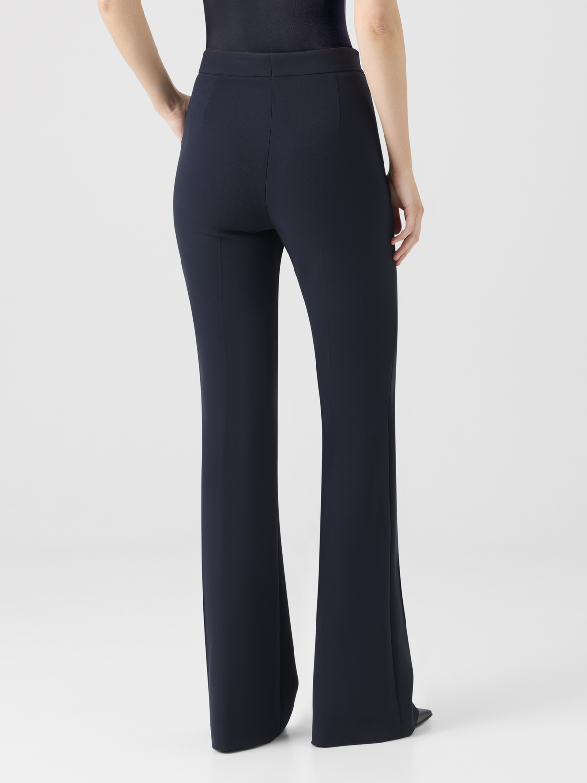 Designer Bootcut Wool Bi-Stretch Pants - navy #editorial