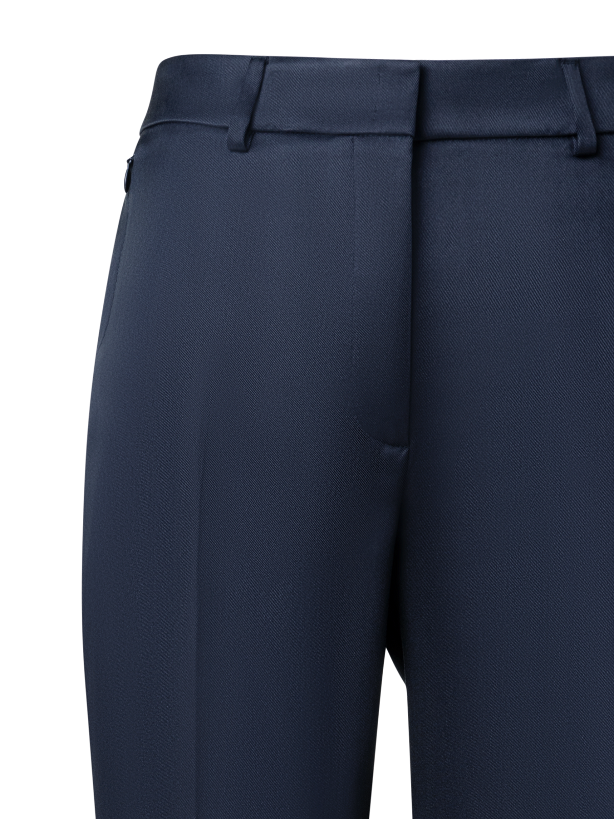 Designer Straight Silk Gabardine Pants - navy - blue
