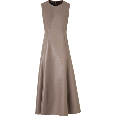 Flared Midi Dress with Leather Patchwork