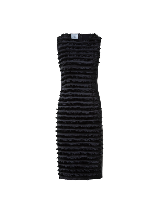 Designer Techno Midi Sheath Dress with Fringe Stripes - black - neutral