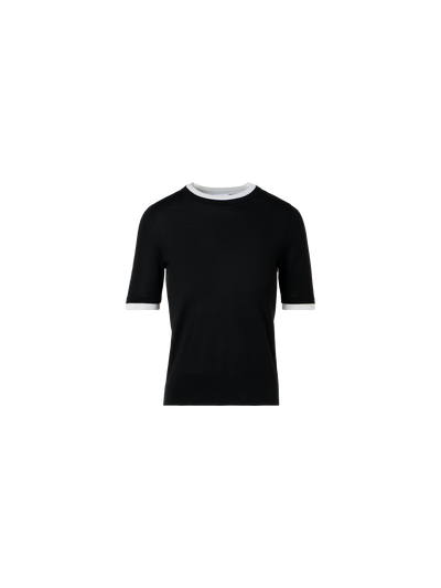 Designer Trompe l’Oeil Layered Wool Sweaterl - black - ecru