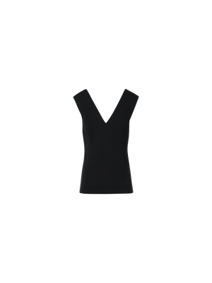 Designer V-Neck Top in Signature Jersey - black