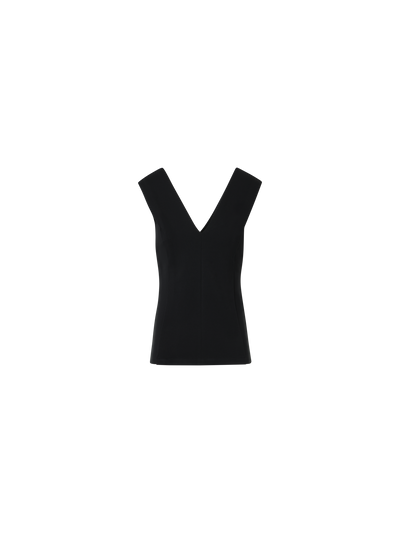 Designer V-Neck Top in Signature Jersey - black