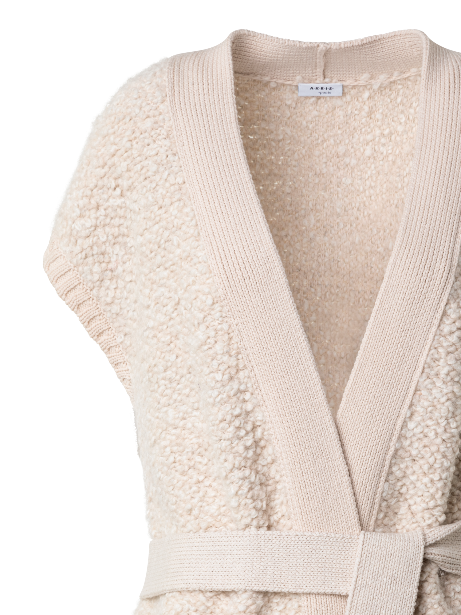 Designer Long Soft and Chunky Wool Bouclé Knit Cardigan - ecru - white