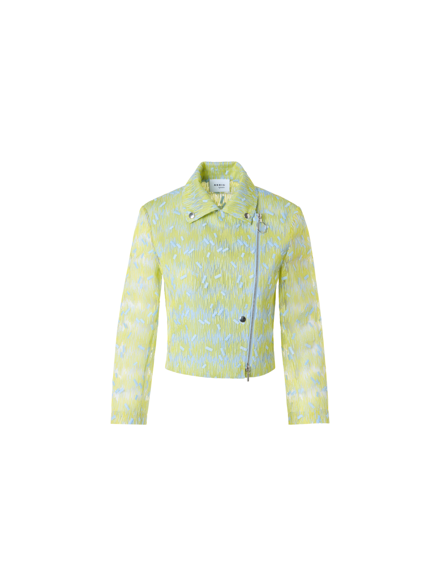 Designer Scribble Dot Embroidered Tulle Biker Jacket