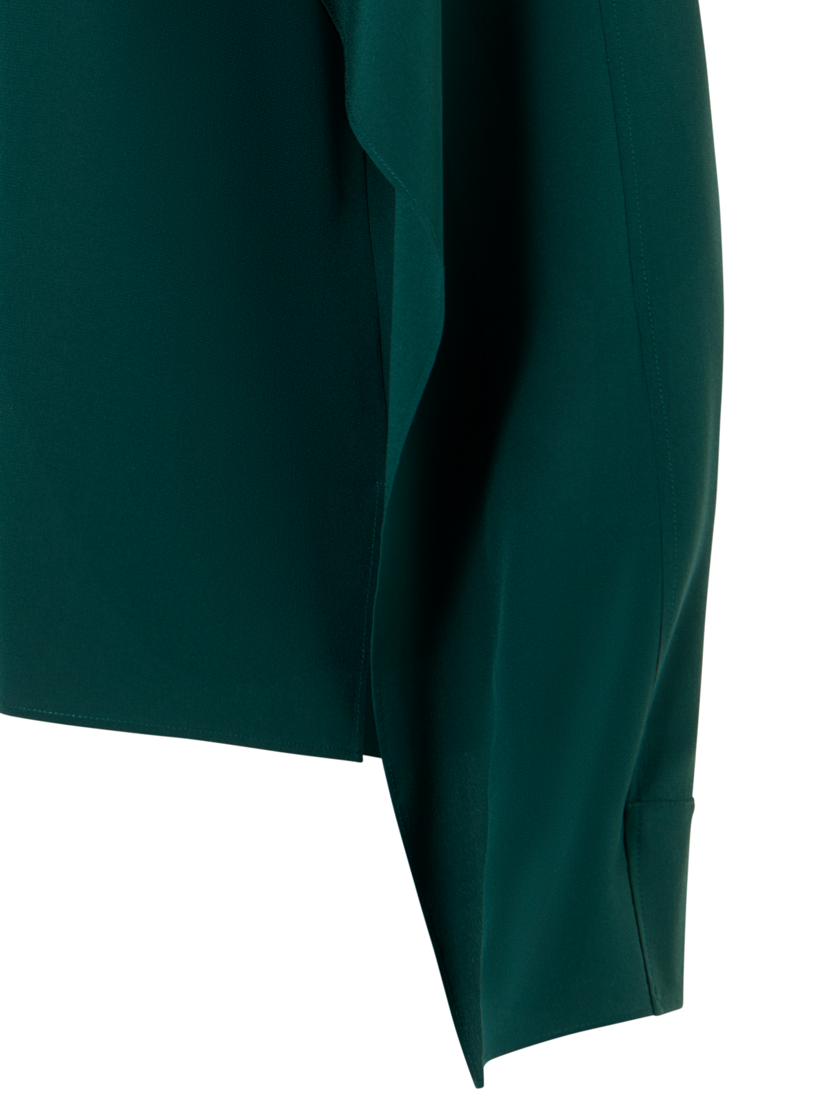 Designer Silk Crêpe Blouse with Flared Panel Sleeves - green
