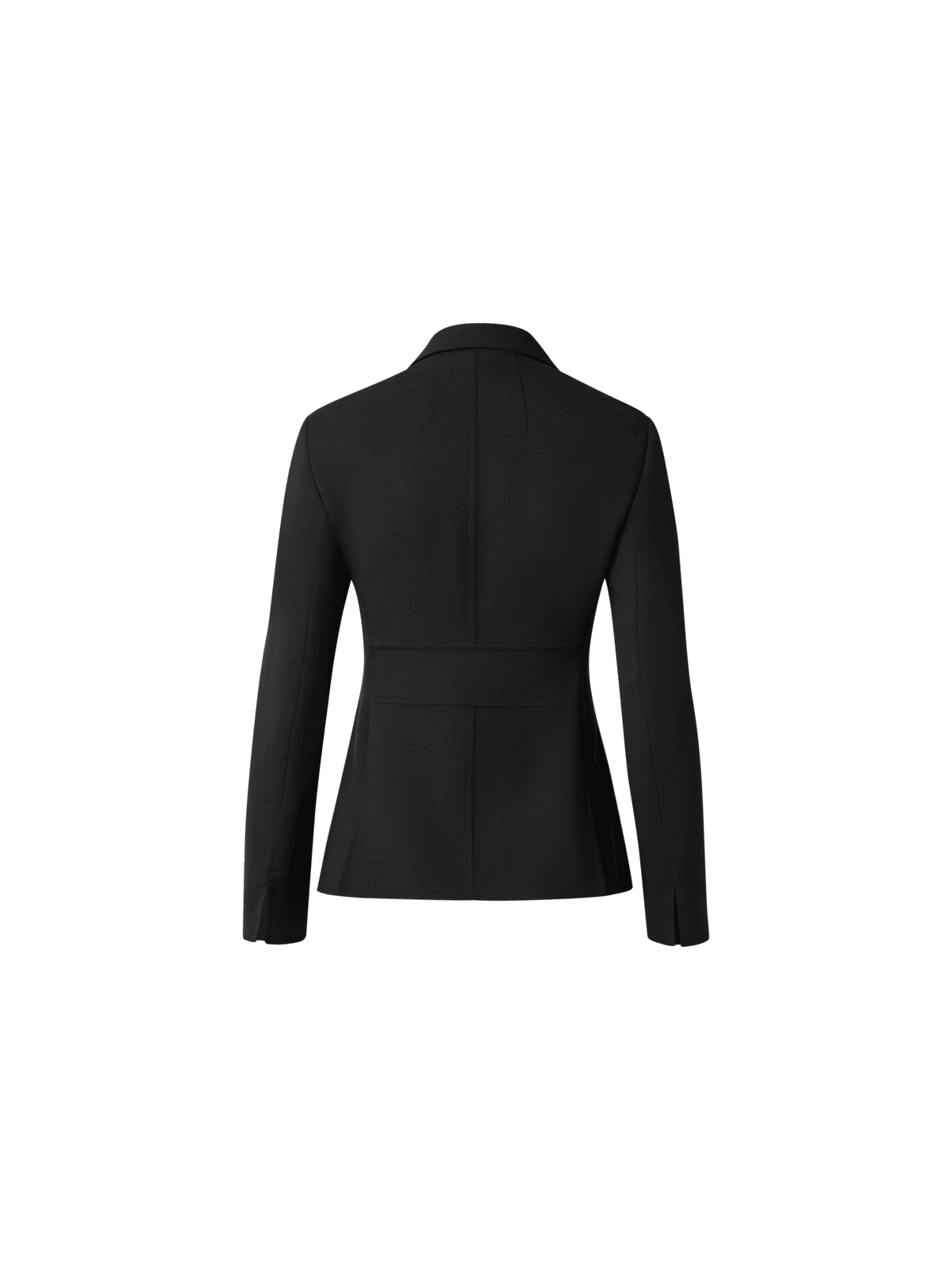 Designer Wool Double-Face Blazer with Leather Collar - black