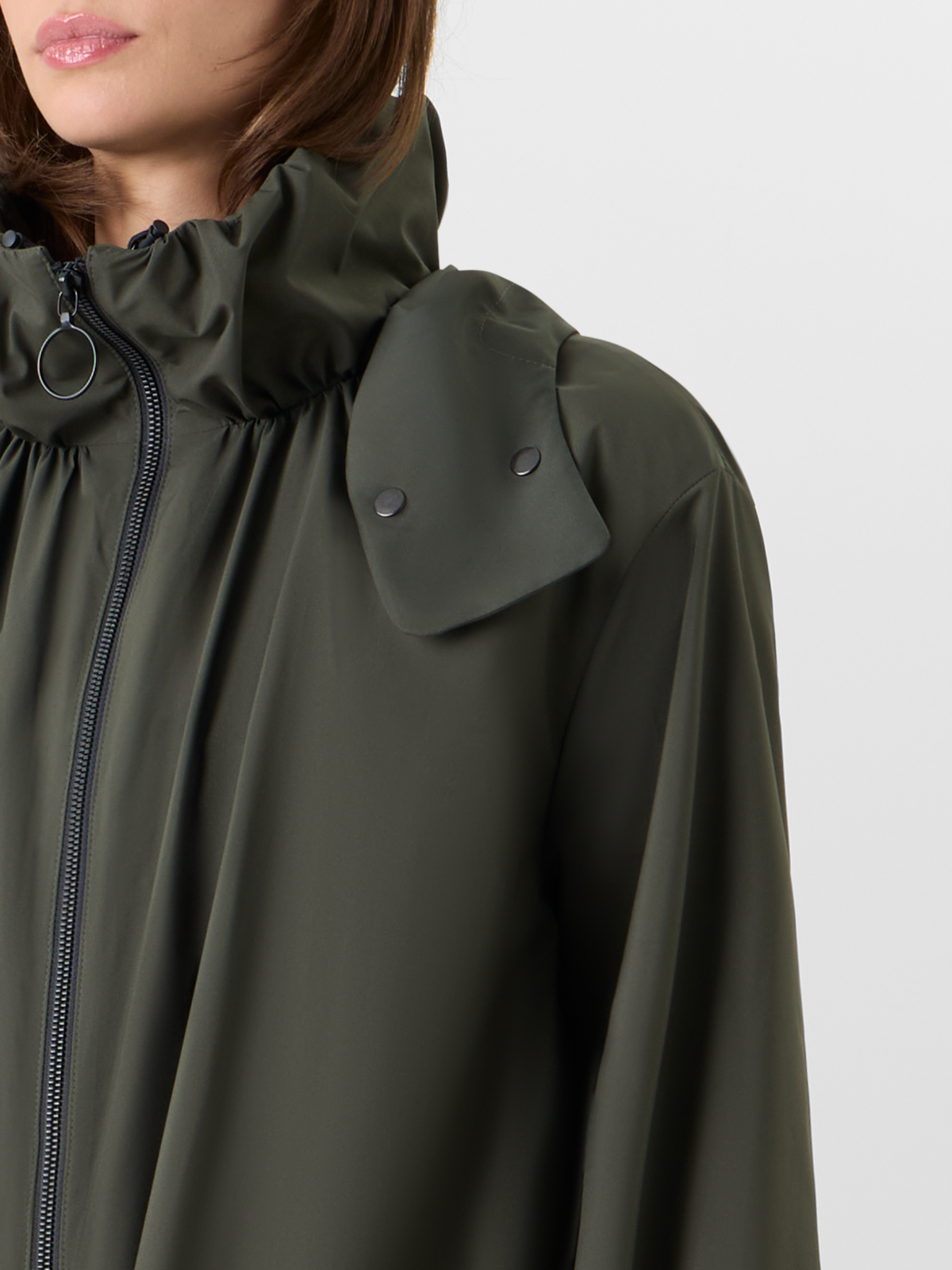 Designer Water-Repellent Parachute-Taffeta Short Parka - green #editorial
