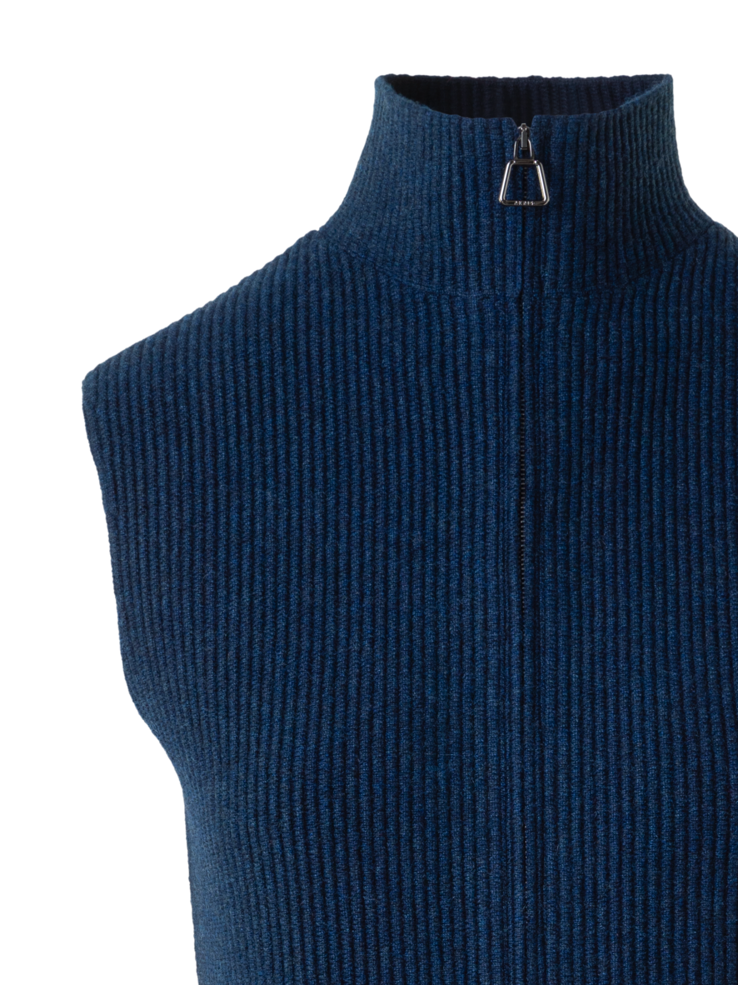 Designer Cashmere Knit Gilet with Front Rib Detail - neutral - navy - blue