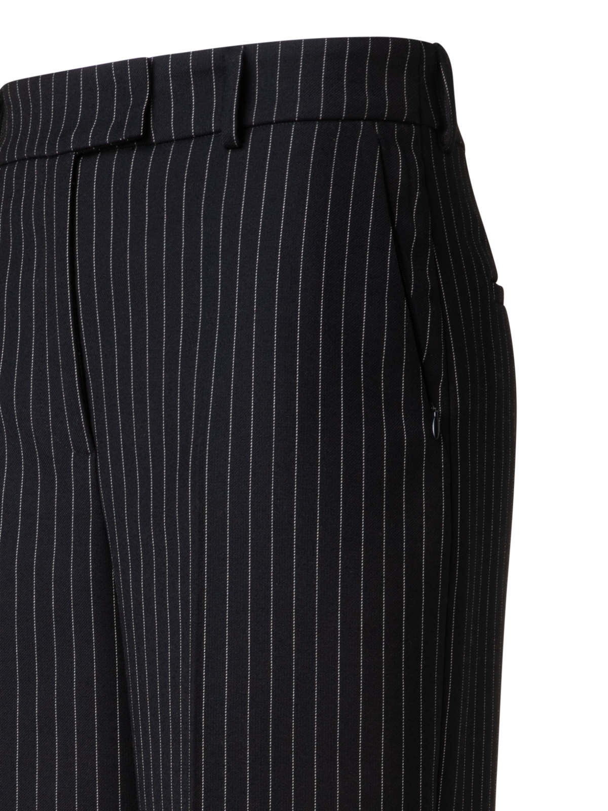 Designer Wide Wool Double-Face Pants with Pinstripes - grey